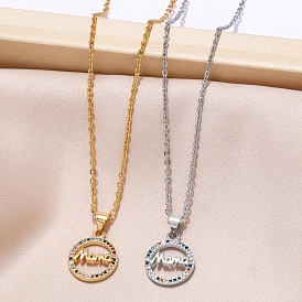 Brass Micro Pave Cubic Zirconia Pendant Necklaces