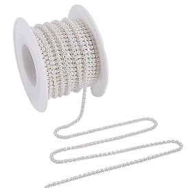 1 прокатные железные цепи, с абс пластмассовой имитационной жемчужиной, с катушкой, серебряные