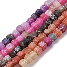 Natural Weathered Agate Beads Strands, Dyed & Heated, Cube