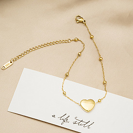 Sweet and Simple Heart Anklet for Students with Delicate Design