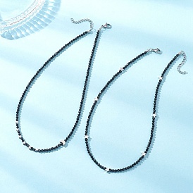 2 шт. 2 стили латунные ожерелья из натуральной черной шпинели с круглыми гранеными бусинами в форме луны и звезды для женщин