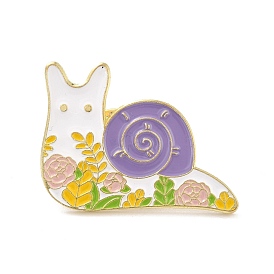 Snail with Flower Enamel Pin, Animal Alloy Enamel Brooch for Backpack Clothes, Golden