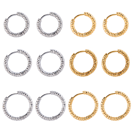 24 шт. 6 стили 303 серьги-кольца из нержавеющей стали с текстурой для женщин, с 316 штифтами для сережек