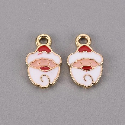 Golden Plated Alloy Enamel Pendants, for Christmas, Christmas Santa Claus, Cadmium Free & Lead Free