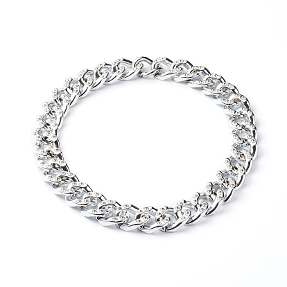 CCB Plastic Rhinestone Curb Chain Necklaces, with 
304 Stainless Steel Gate Rings