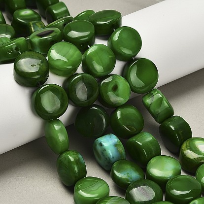 Окрашенные естественный агат бисер пряди, плоско-круглые