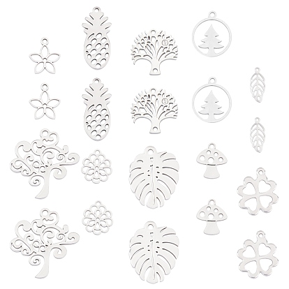 Thème de la plante, pendentifs en acier inoxydable, formes mixtes