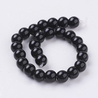 Synthetic Black Stone Beads Strands, Dyed, Round