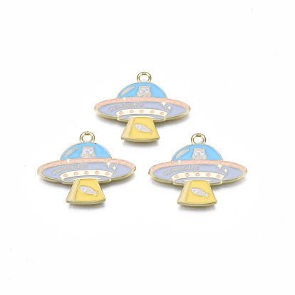 Alloy Enamel Pendants, Cadmium Free & Lead Free, Flying Saucer