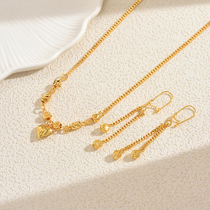 Винтажные латунные серьги и ожерелья в форме сердца для женщин