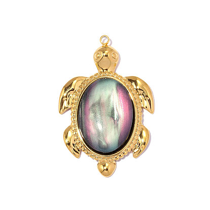 304 Подвески из нержавеющей стали и ракушек, черепаховый шарм, реальный 18 k позолоченный, ионное покрытие (ip), долговечный