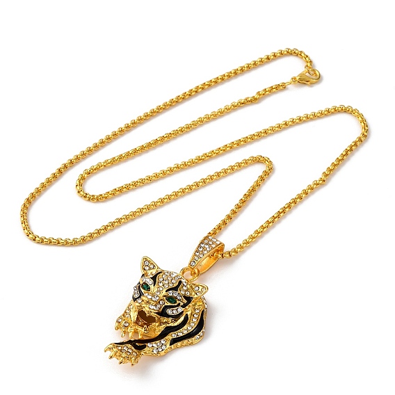 Ожерелья с подвеской из леопардового сплава со стразами и черной эмалью для мужчин