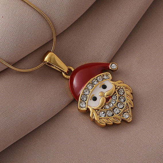 316 Рождественские подвески в виде Санта-Клауса из хирургической нержавеющей стали и стекла с эмалью для женщин, красные