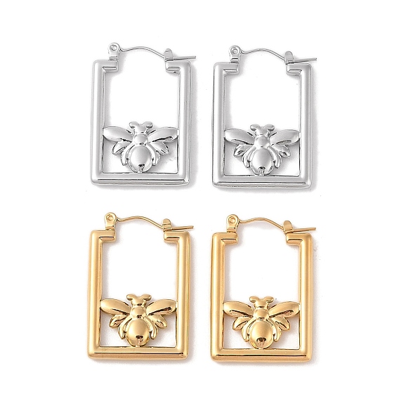 304 серьги нержавеющей стали, для женщин, вакуумное покрытие золотом pvd, Пчелы