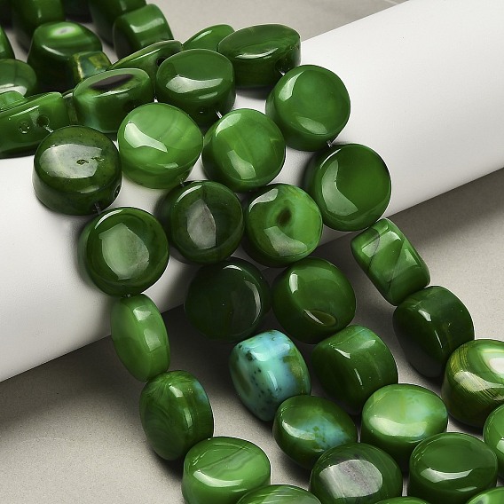 Окрашенные естественный агат бисер пряди, плоско-круглые