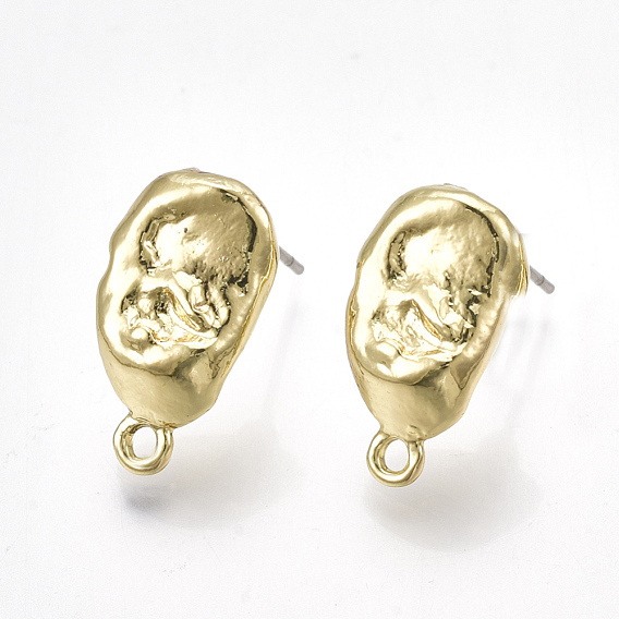 Alloy Stud Earring Findings, with Steel Pins and Loop