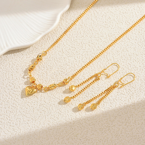 Винтажные латунные серьги и ожерелья в форме сердца для женщин