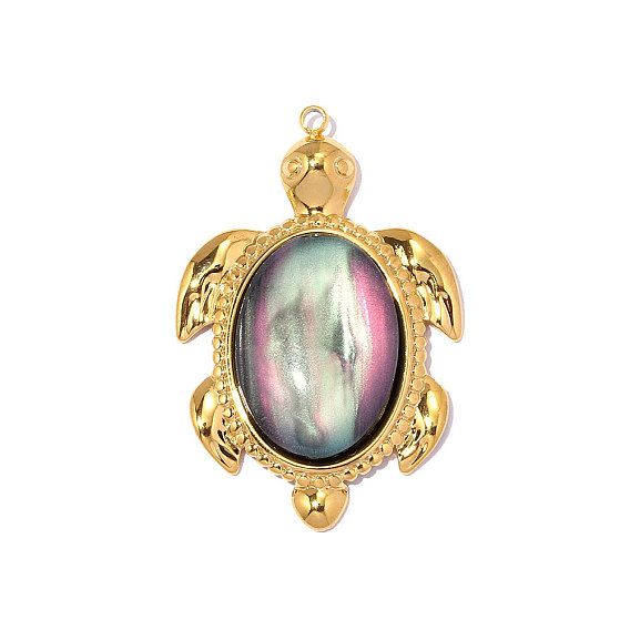 304 Подвески из нержавеющей стали и ракушек, черепаховый шарм, реальный 18 k позолоченный, ионное покрытие (ip), долговечный