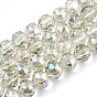 Electroplate Transparent Glass Beads Strands, Faceted, Round