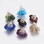 Velvet Pendant Decorations, with Golden Tone Iron Findings, Flower
