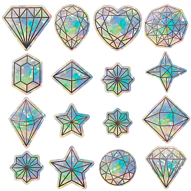 16Pcs Colorful Suncatcher Rainbow Prism Electrostatic Glass Stickers, Diamond Waterproof Laser PVC Window Static Decals