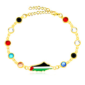 Карта Палестины 304 Браслеты из нержавеющей стали с эмалированными звеньями, браслеты-цепочки для женщин