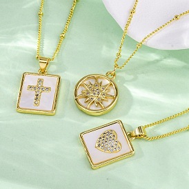 Ожерелья с подвесками из латуни с прозрачным кубическим цирконием и микропаве, с оболочкой, реальный 18 k позолоченный