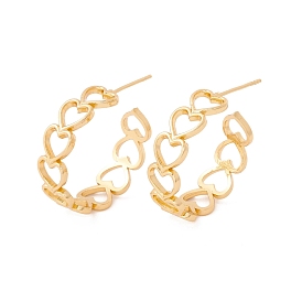 Rack Plating Brass Heart Wrap Stud Earrings, Half Hoop Earrings for Women, Lead Free & Cadmium Free