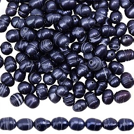 2 brins de perles de culture d'eau douce naturelles brins, riz, teint
