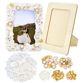 Наборы материалов для изготовления деревянных подставок для фоторамок своими руками, включают в себя смоляные кнопки, Кнопки сплава хвостовиком, медными пуговицами