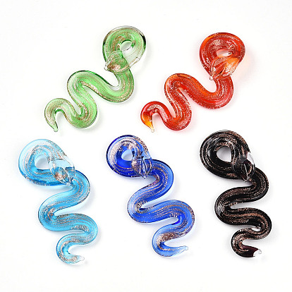 Ручной золотой песок Lampwork большие кулоны, змеиные чары