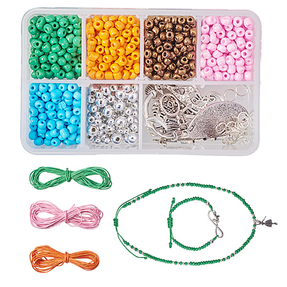 SUNNYCLUE DIY Bracelet Making, with Alloy Pendants, Alloy Links, Acrylic Beads, Glass Seed Beads and Iron Jump Rings