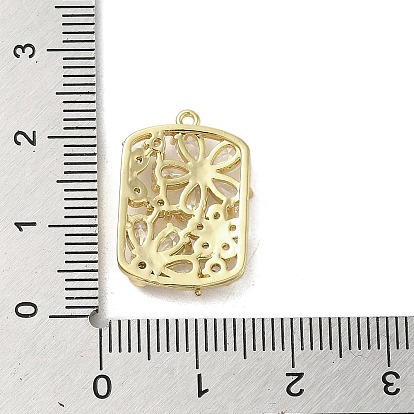 Brass Cubic Zirconia Pendents, Long-Lasting Plated, Rectangle and Flower