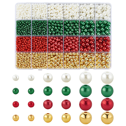2360шт. рождественские бусины из АБС-пластика и акрила, бисера имитации жемчуга, круглые
