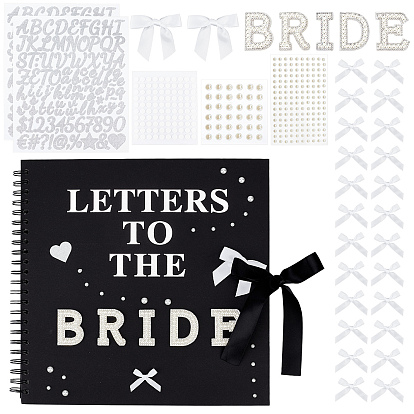 Набор для самостоятельного изготовления свадебного фотоальбома и гостевой книги., в комплект входит бумажный блокнот на отдельных листах, исправление горный хрусталь, виниловые и АБС-пластиковые наклейки, бантик из полиэстера и акриловая двусторонняя лента