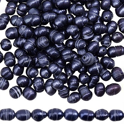2 brins de perles de culture d'eau douce naturelles brins, riz, teint