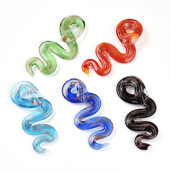 Ручной золотой песок Lampwork большие кулоны, змеиные чары