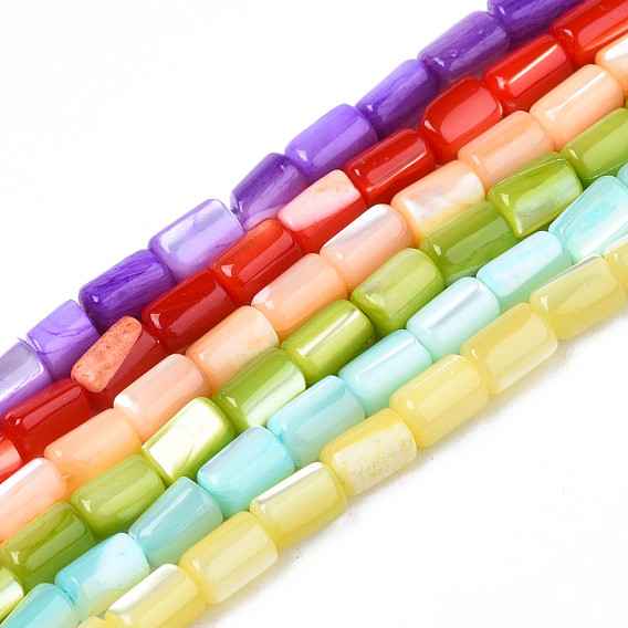 Natural Freshwater Shell Beads Strands, Dyed, Column