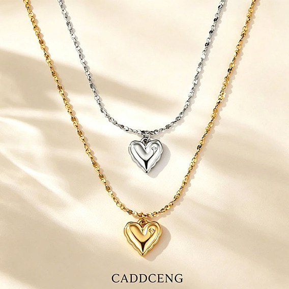 304 Stainless Steel Pendant Necklaces for Women, Heart