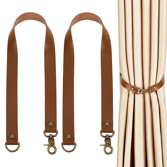 Leather Curtain Tiebacks, Rod Holders, Hanging Decorations, with Alloy Findings, Flat