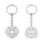 2Pcs 2 Styles 201 Stainless Steel Keychains, Dog, with Split Key Ring