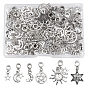 60Pcs 6 Style Tibetan Style Alloy European Dangle Charms, Large Hole Beads, with Iron Findings