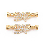 Brass Micro Pave Clear Cubic Zirconia Fold Over Clasps, Nickel Free, Bowknot