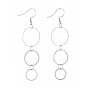 304 Stainless Steel Dangle Earrings, with Linking Rings, Ring