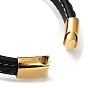 Leather Cord Bracelets, with Ion Plating(IP) Golden 304 Stainless Steel Magnetic Clasps