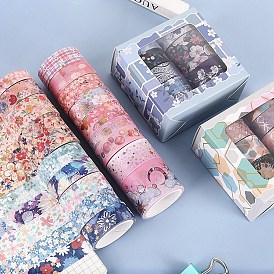 9 Rolls Hot Stamping Adhesive Paper Tapes, Decorative Sticker Roll Tape, for Card-Making, Scrapbooking, Diary, Planner, Envelope & Notebooks