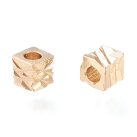 Brass Spacer Beads, Long-Lasting Plated, Fancy Cut Cube