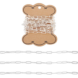 3 цепочки для скрепок из латуни, Плоско-овальные, тянутые удлиненные кабельные цепи, пайки, с катушкой