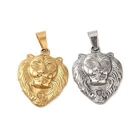 Ion Plating(IP) 304 Stainless Steel Pendants, Lion Charm