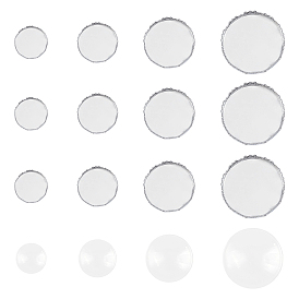 DIY 304 Stainless Steel Cabochon Making Kits, include Lace Edge Bezel Cups, Cabochon Settings, with Transparent Glass Cabochons